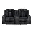 Phyllis Black Corduroy Double Reclining Loveseat with Center Console and Cup Holders by Homelegance at Eve Furniture