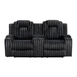 Phyllis Black Corduroy Double Reclining Loveseat with Center Console and Cup Holders by Homelegance at Eve Furniture
