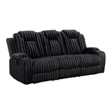 Phyllis Black Corduroy Double Reclining Sofa with Cup Holders by Homelegance at Eve Furniture