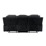 Phyllis Black Corduroy Double Reclining Sofa with Cup Holders by Homelegance at Eve Furniture