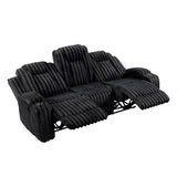 Phyllis Black Corduroy Double Reclining Sofa with Cup Holders by Homelegance at Eve Furniture