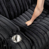 Phyllis Black Corduroy Double Reclining Sofa with Cup Holders by Homelegance at Eve Furniture