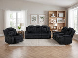 Phyllis Black Corduroy Double Reclining Sofa with Cup Holders by Homelegance at Eve Furniture