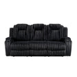 Phyllis Black Corduroy Double Reclining Sofa with Cup Holders by Homelegance at Eve Furniture