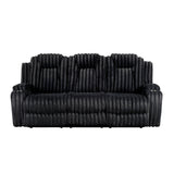 Phyllis Black Corduroy Double Reclining Sofa with Cup Holders by Homelegance at Eve Furniture