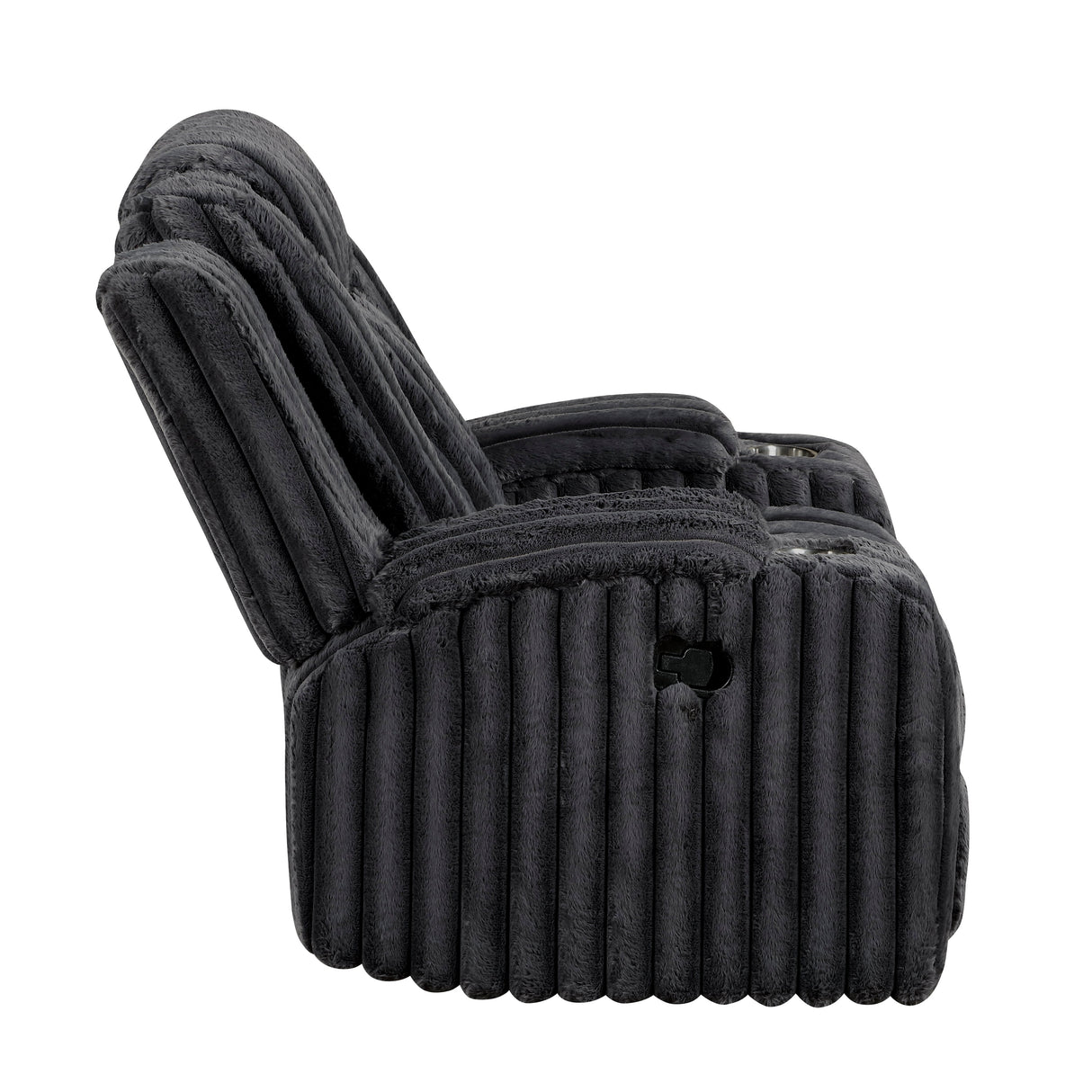 Phyllis Black Corduroy Reclining Chair with Cup Holders by Homelegance at Eve Furniture