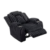 Phyllis Black Corduroy Reclining Chair with Cup Holders by Homelegance at Eve Furniture