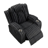 Phyllis Black Corduroy Reclining Chair with Cup Holders by Homelegance at Eve Furniture