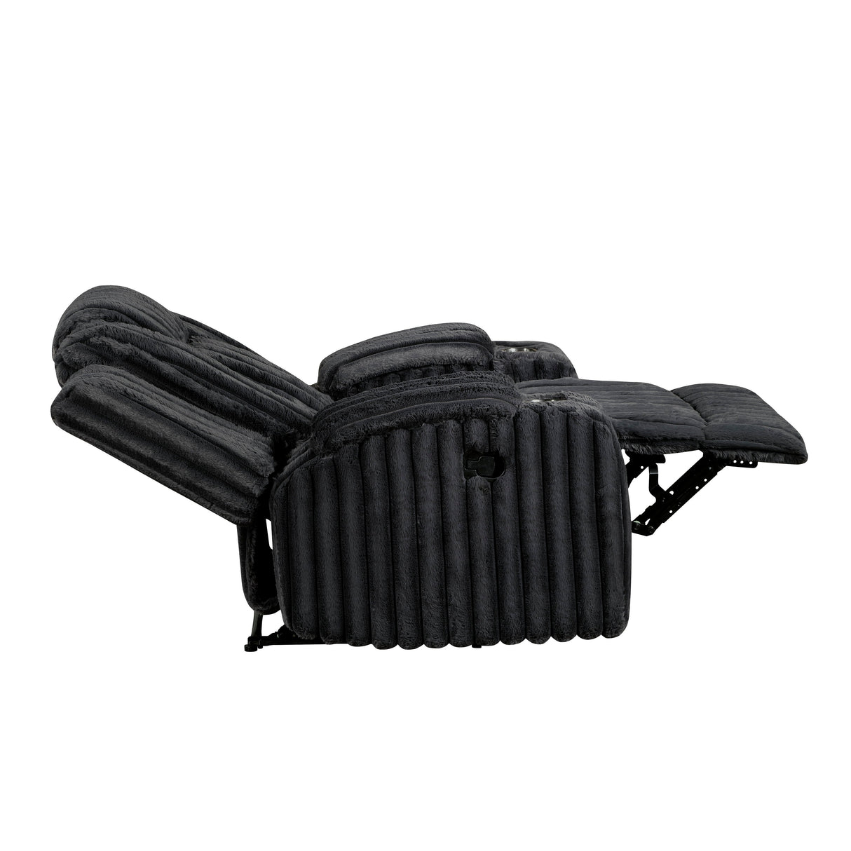 Phyllis Black Corduroy Reclining Chair with Cup Holders by Homelegance at Eve Furniture