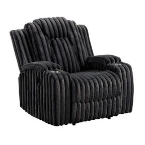 Phyllis Black Corduroy Reclining Chair with Cup Holders by Homelegance at Eve Furniture
