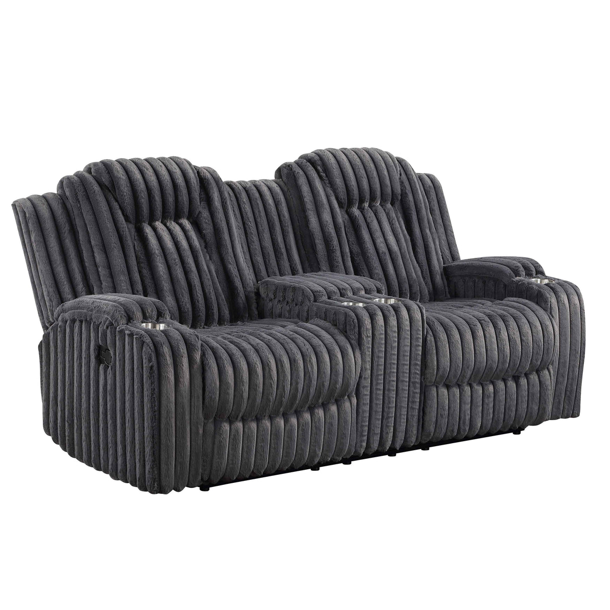 Phyllis Dark Gray 3-Piece Reclining Living Room Set by Homelegance at Eve Furniture