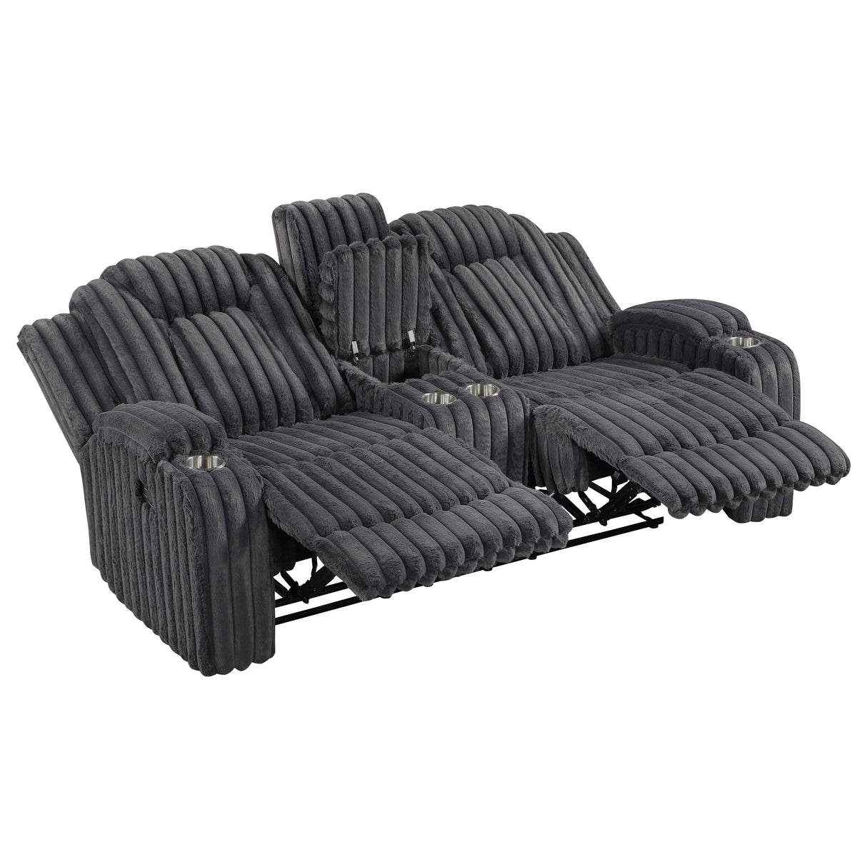 Phyllis Dark Gray 3-Piece Reclining Living Room Set by Homelegance at Eve Furniture