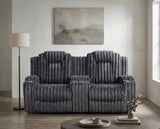 Phyllis Dark Gray Double Reclining Loveseat with Center Console and Cup Holders by Homelegance at Eve Furniture