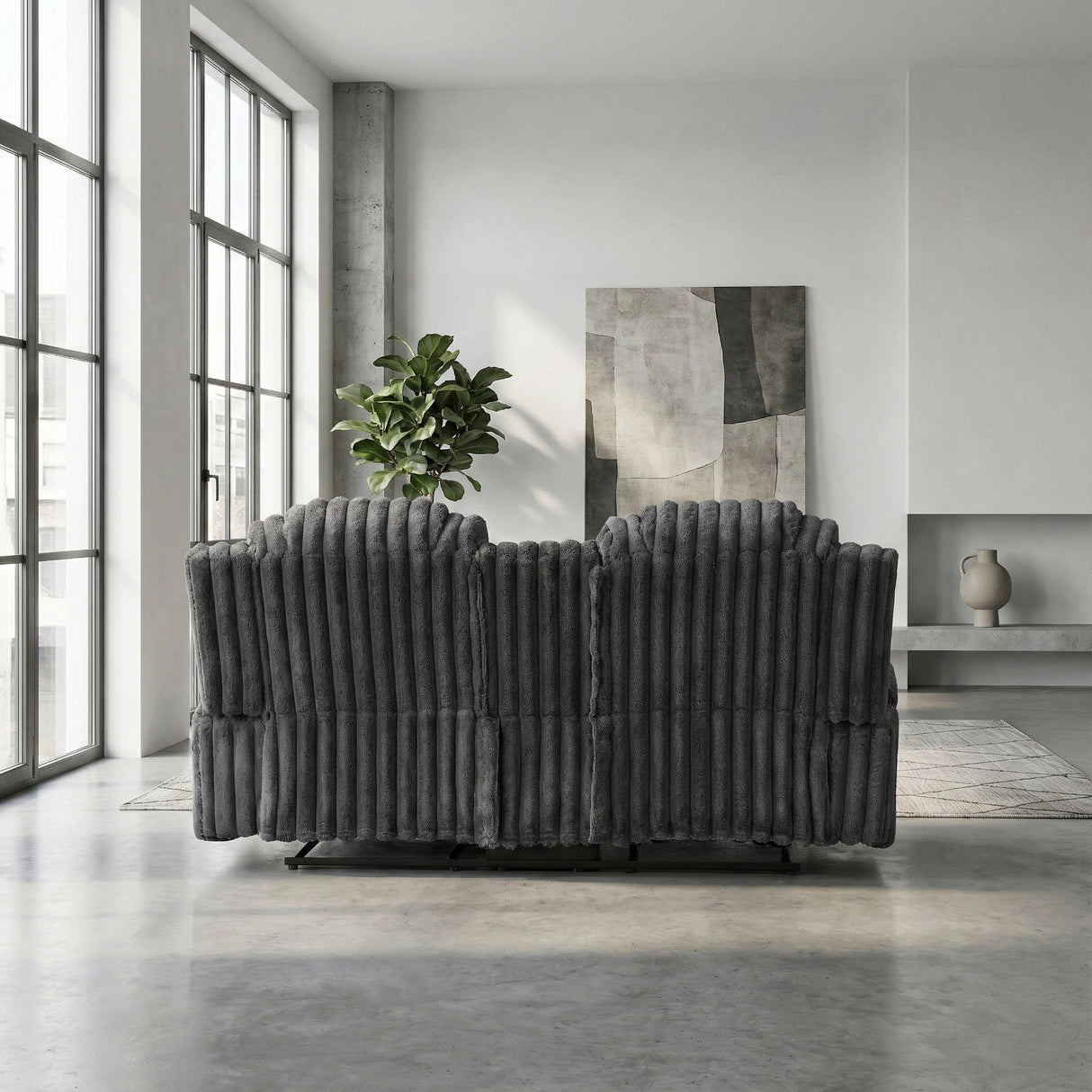 Phyllis Dark Gray Double Reclining Loveseat with Center Console and Cup Holders by Homelegance at Eve Furniture