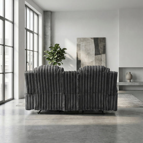 Phyllis Dark Gray Double Reclining Loveseat with Center Console and Cup Holders by Homelegance at Eve Furniture