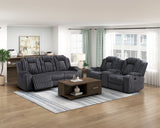 Phyllis Dark Gray Double Reclining Loveseat with Center Console and Cup Holders by Homelegance at Eve Furniture