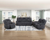 Phyllis Dark Gray Double Reclining Loveseat with Center Console and Cup Holders by Homelegance at Eve Furniture
