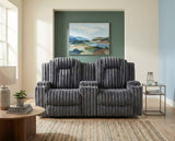 Phyllis Dark Gray Double Reclining Loveseat with Center Console by Homelegance at Eve Furniture