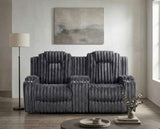 Phyllis Dark Gray Double Reclining Loveseat with Center Console by Homelegance at Eve Furniture