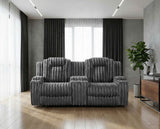 Phyllis Dark Gray Double Reclining Loveseat with Center Console by Homelegance at Eve Furniture