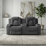 Phyllis Dark Gray Double Reclining Loveseat with Center Console by Homelegance at Eve Furniture