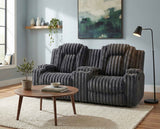 Phyllis Dark Gray Double Reclining Loveseat with Center Console by Homelegance at Eve Furniture
