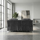 Phyllis Dark Gray Double Reclining Loveseat with Center Console by Homelegance at Eve Furniture