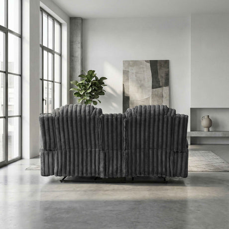 Phyllis Dark Gray Double Reclining Loveseat with Center Console by Homelegance at Eve Furniture