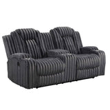 Phyllis Dark Gray Double Reclining Loveseat with Center Console by Homelegance at Eve Furniture
