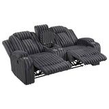 Phyllis Dark Gray Double Reclining Loveseat with Center Console by Homelegance at Eve Furniture