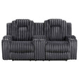 Phyllis Dark Gray Double Reclining Loveseat with Center Console by Homelegance at Eve Furniture