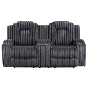 Phyllis Dark Gray Double Reclining Loveseat with Center Console by Homelegance at Eve Furniture