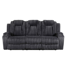 Phyllis Dark Gray Double Reclining Sofa by Homelegance at Eve Furniture