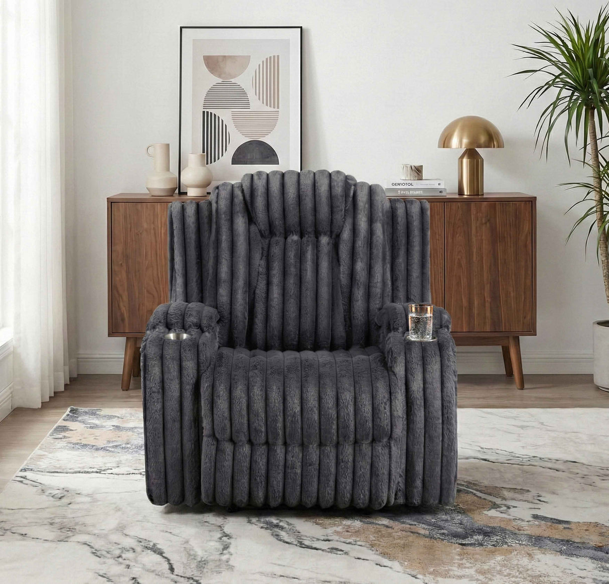 Phyllis Dark Gray Reclining Chair by Homelegance at Eve Furniture