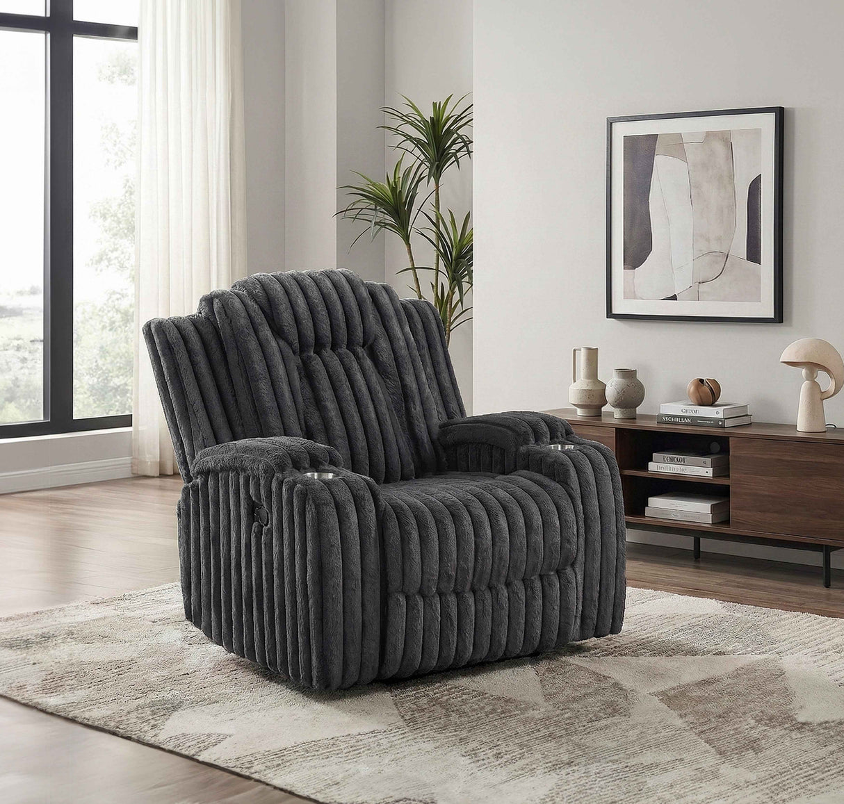 Phyllis Dark Gray Reclining Chair by Homelegance at Eve Furniture