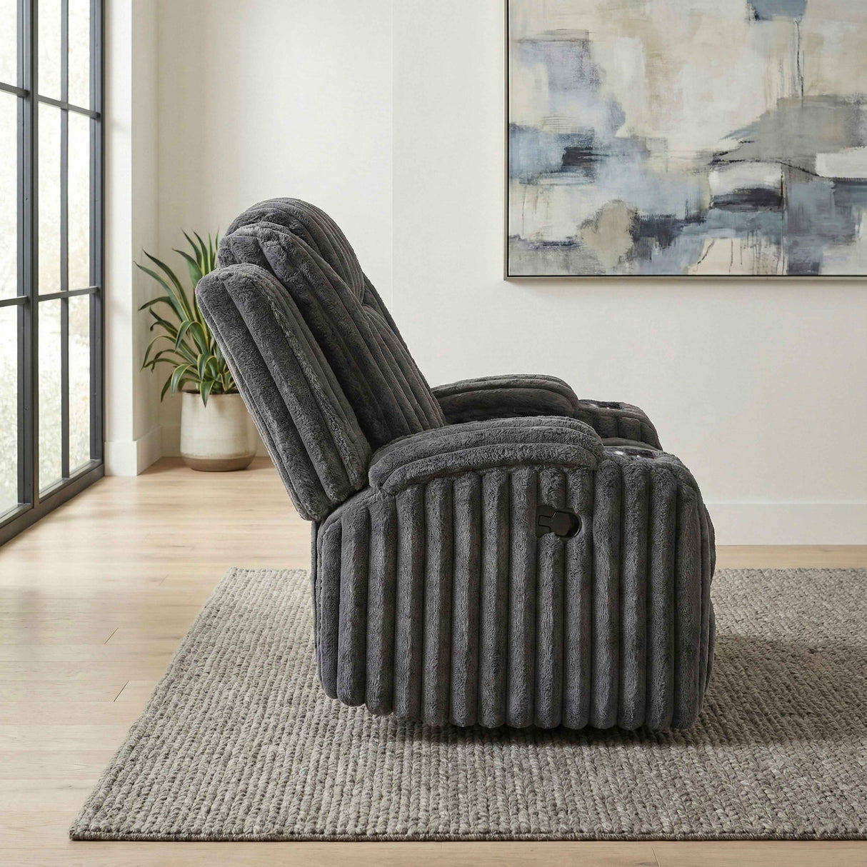 Phyllis Dark Gray Reclining Chair by Homelegance at Eve Furniture