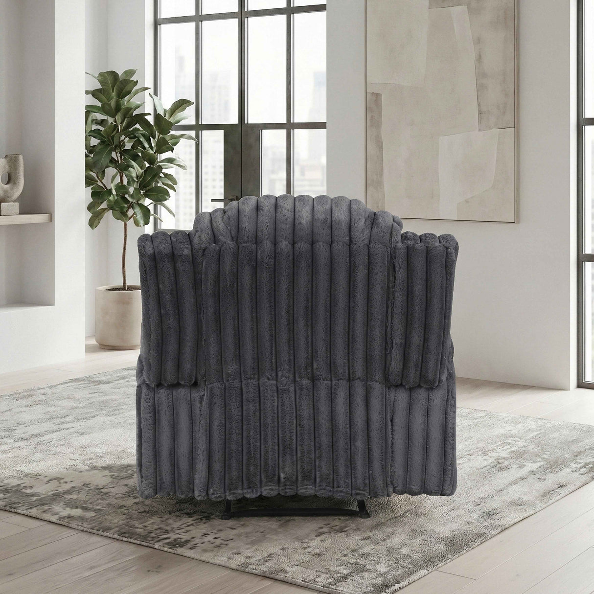 Phyllis Dark Gray Reclining Chair by Homelegance at Eve Furniture