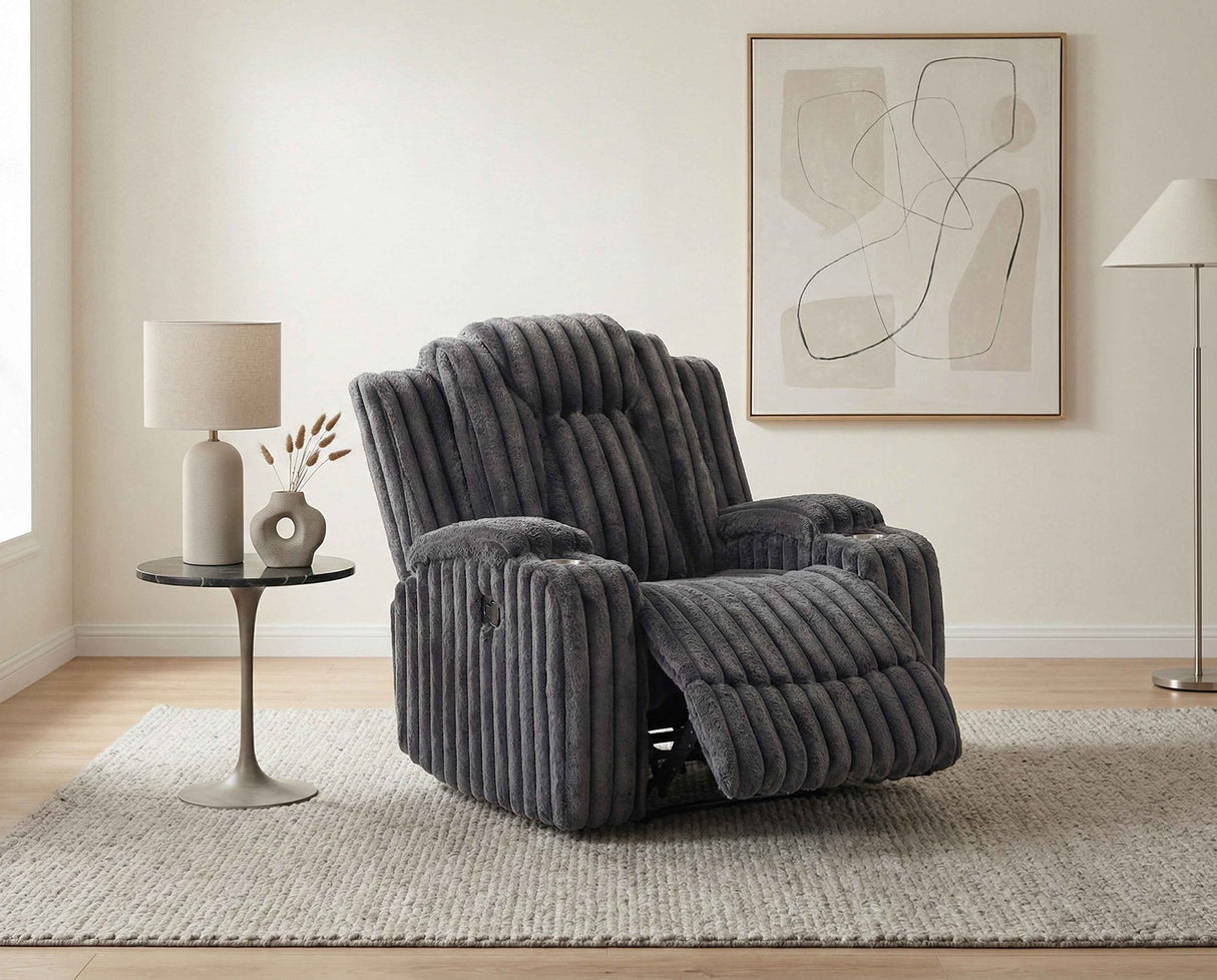 Phyllis Dark Gray Reclining Chair by Homelegance at Eve Furniture