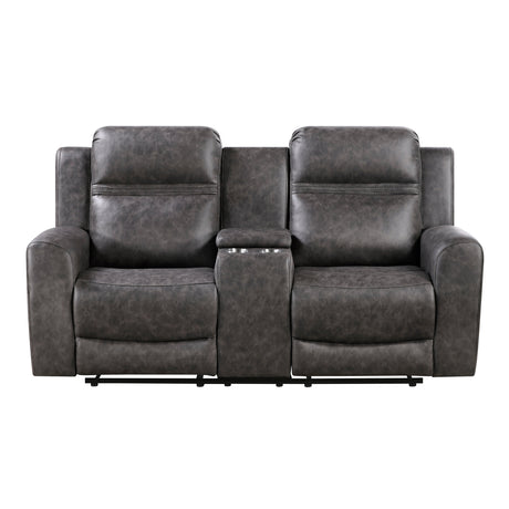 Phyllis Dark Gray Reclining Chair with Cup Holders by Homelegance at Eve Furniture