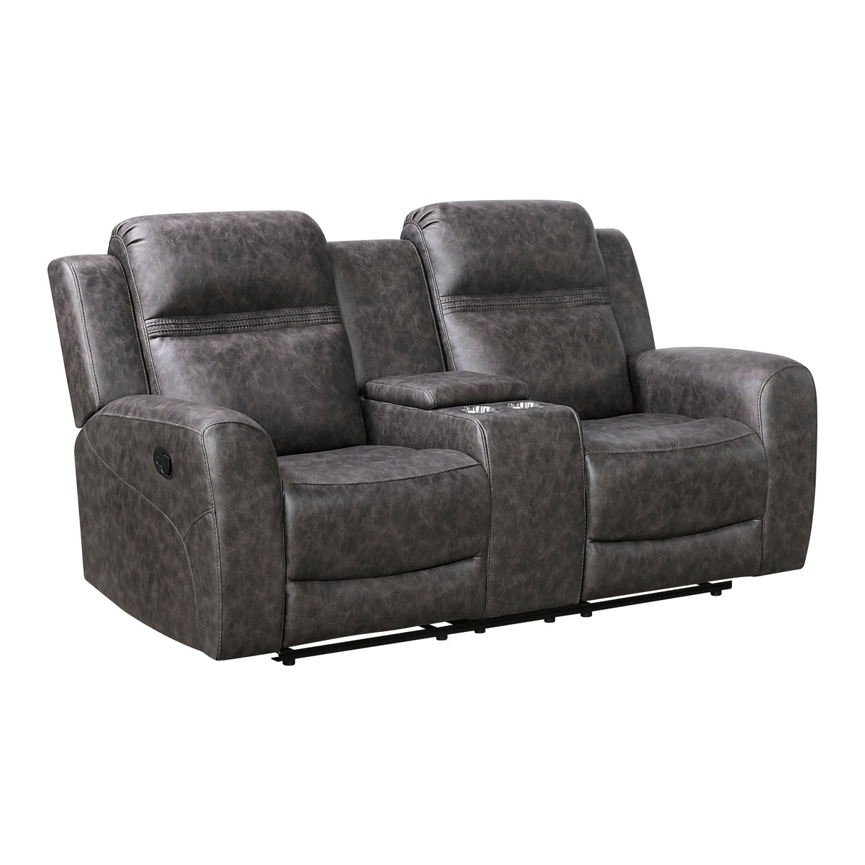 Phyllis Dark Gray Reclining Chair with Cup Holders by Homelegance at Eve Furniture