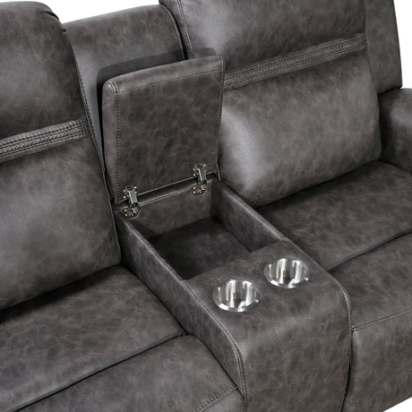 Phyllis Dark Gray Reclining Chair with Cup Holders by Homelegance at Eve Furniture