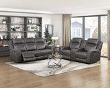 Phyllis Dark Gray Reclining Chair with Cup Holders by Homelegance at Eve Furniture