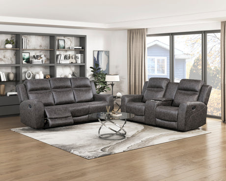 Phyllis Dark Gray Reclining Chair with Cup Holders by Homelegance at Eve Furniture
