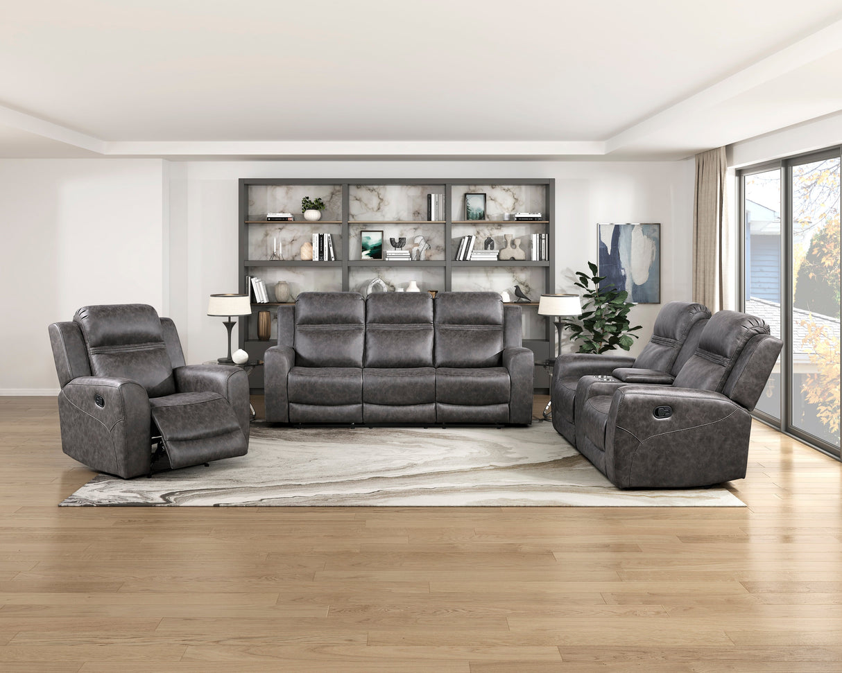 Phyllis Dark Gray Reclining Chair with Cup Holders by Homelegance at Eve Furniture