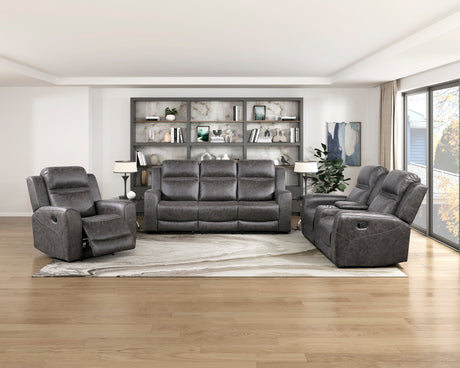 Phyllis Dark Gray Reclining Chair with Cup Holders by Homelegance at Eve Furniture