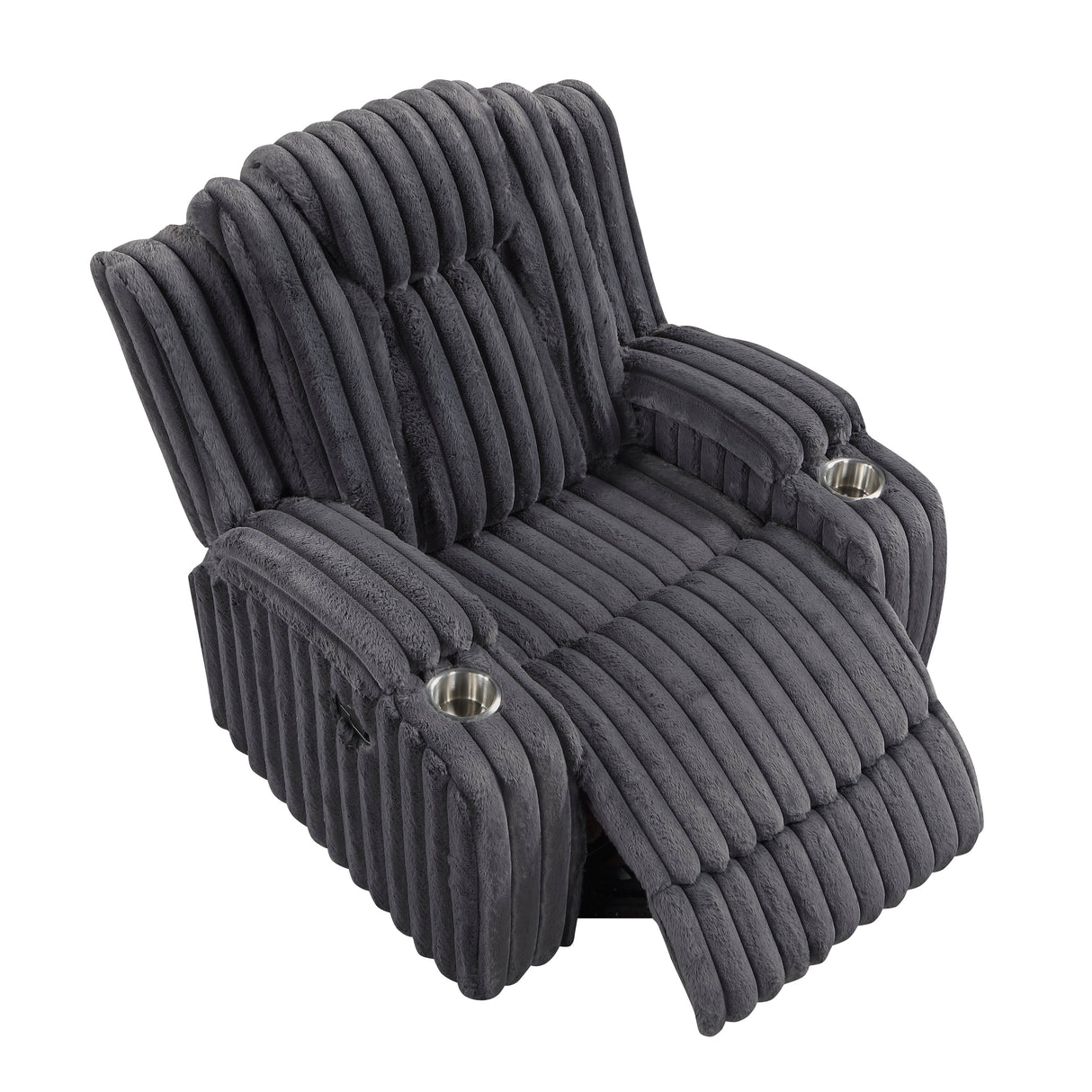 Phyllis Dark Gray Reclining Chair with Cup Holders by Homelegance at Eve Furniture