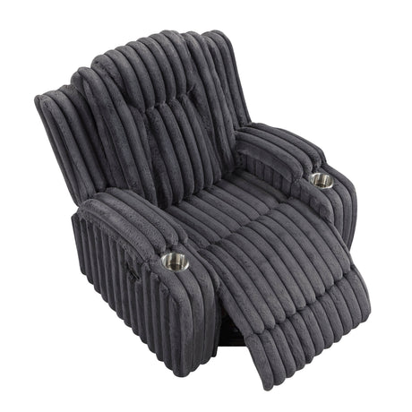 Phyllis Dark Gray Reclining Chair with Cup Holders by Homelegance at Eve Furniture