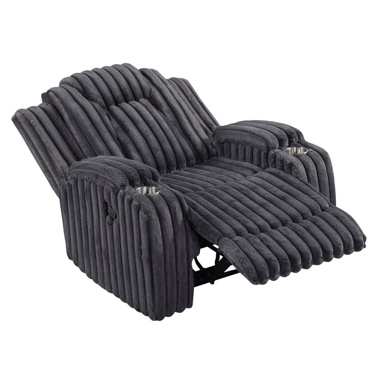 Phyllis Dark Gray Reclining Chair with Cup Holders by Homelegance at Eve Furniture