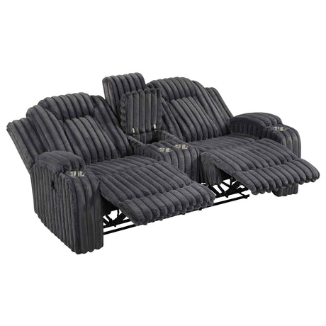 Phyllis Dark Gray Reclining Living Room Set by Homelegance at Eve Furniture