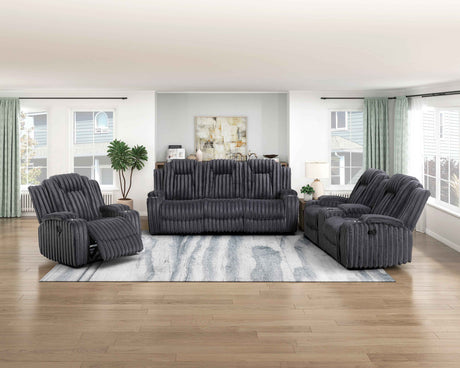 Phyllis Dark Gray Reclining Living Room Set by Homelegance at Eve Furniture